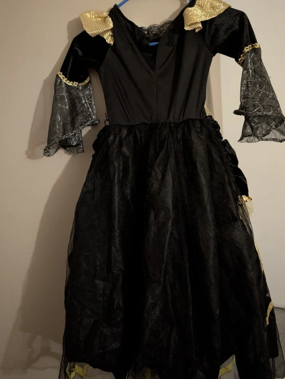Black & Gold Spider Witch Costume Dress for Kids